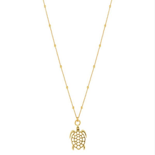 GOUDEN SCHILDPAD LANGE KETTING BALLETJES