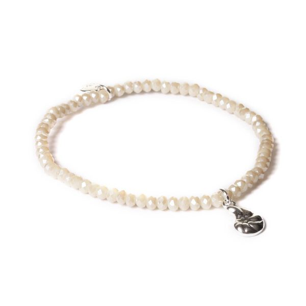 BEIGE CRYSTAL ARMBAND ZILVEREN HOORNSCHELP