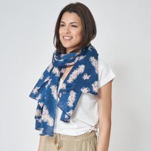 Blau-rosa Baumwollfoulard Alg