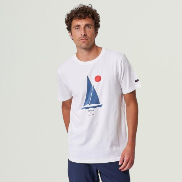 Wit Heren T-Shirt Zeilboot - Batela