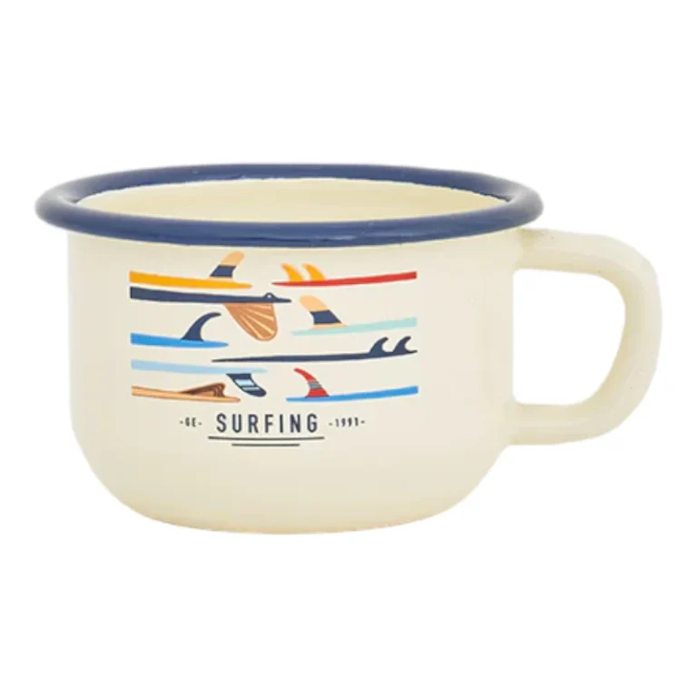 Emaille-Tasse Surfen 9.5x6