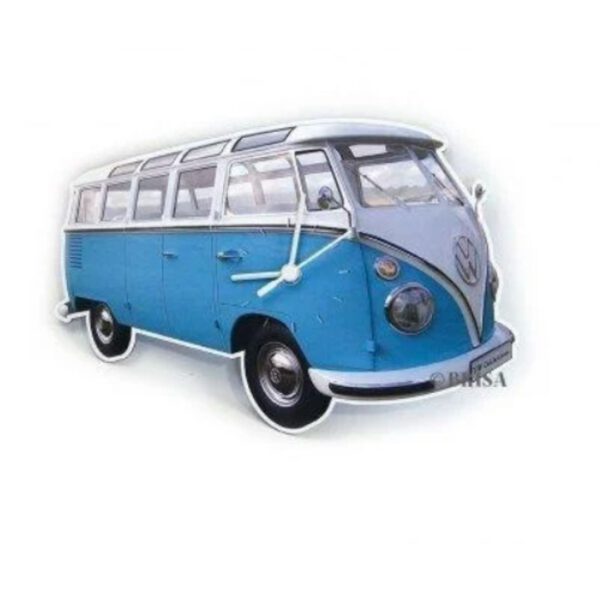 Blauwe Volkswagen bus wandklok